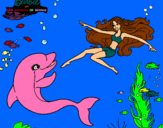 Dibujo Barbie jugando con un delfín pintado por Maggi