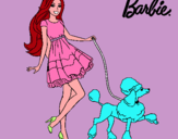 Dibujo Barbie paseando a su mascota pintado por EMILLY