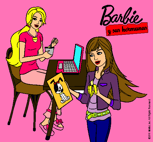 Barbie y su hermana merendando