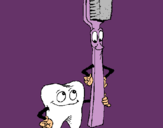 Dibujo Muela y cepillo de dientes pintado por verolis22221