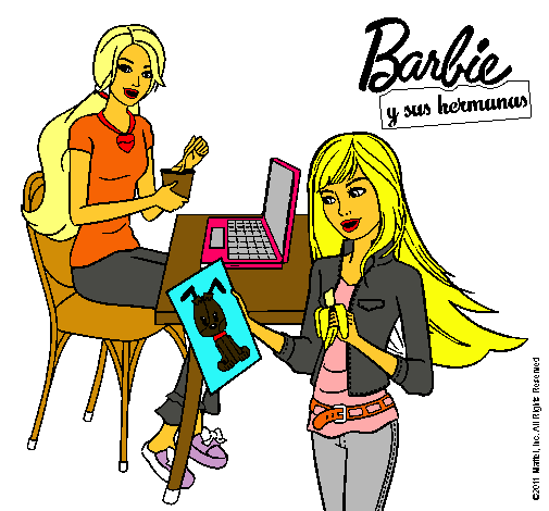 Barbie y su hermana merendando