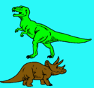 Dibujo Triceratops y tiranosaurios rex pintado por jiujigui