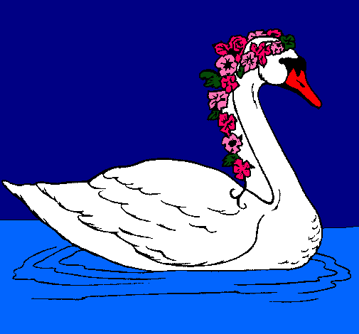 Cisne con flores