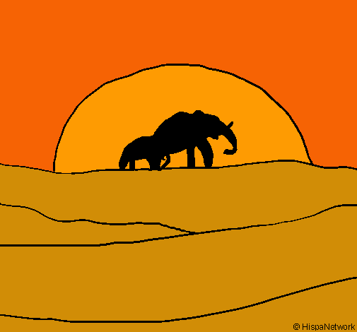 Elefante en el amanecer