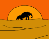 Dibujo Elefante en el amanecer pintado por cocococo