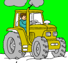 Dibujo Tractor en funcionamiento pintado por eeeeee