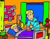 Dibujo Niño hospitalizado pintado por enfermito