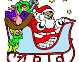 Dibujo Papa Noel en su trineo pintado por michellebell