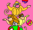 Dibujo Monos haciendo malabares pintado por abuelos