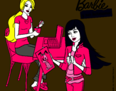 Dibujo Barbie y su hermana merendando pintado por CRIStal858