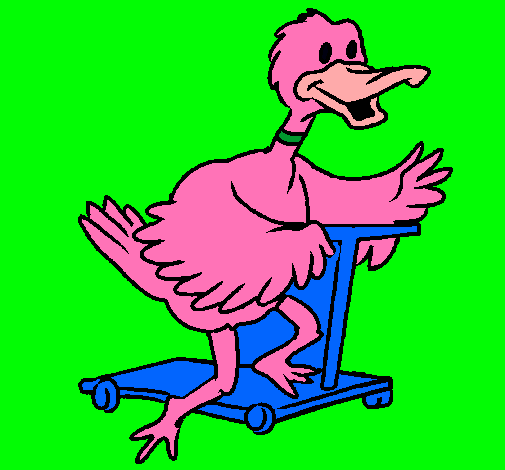 Pato en patinete