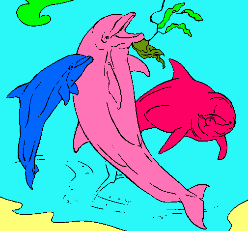 Dibujo Delfines jugando pintado por nahichu