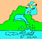 Dibujo Delfín y gaviota pintado por ccp0