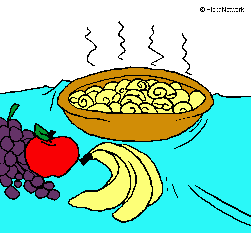 Dibujo Fruta y caracoles a la cazuela pintado por mishe
