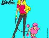 Dibujo Barbie con look moderno pintado por furby