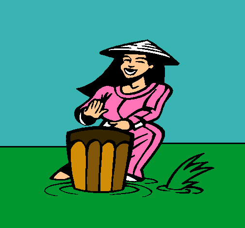 Mujer tocando el bongó