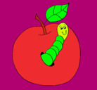 Dibujo Manzana con gusano pintado por jessiquita