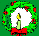 Dibujo Corona de navidad y una vela pintado por zuray