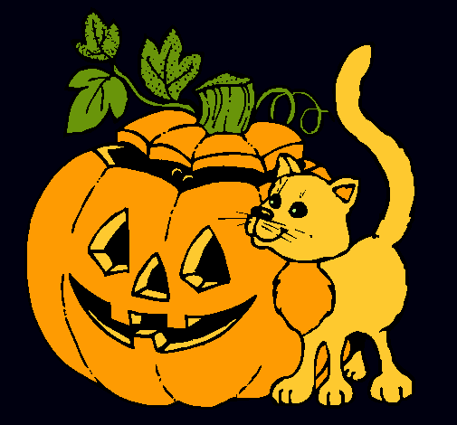 Calabaza y gato