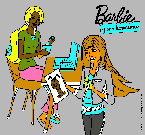 Barbie y su hermana merendando