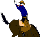 Dibujo Vaquero en caballo pintado por gutti