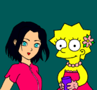 Dibujo Sakura y Lisa pintado por debiles