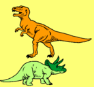 Dibujo Triceratops y tiranosaurios rex pintado por dogui