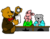 Dibujo Profesor oso y sus alumnos pintado por liliosita