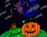 Dibujo Paisaje de Halloween pintado por Terrorifico