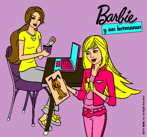 Barbie y su hermana merendando