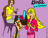 Dibujo Barbie y su hermana merendando pintado por zipi