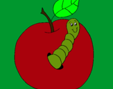 Dibujo Manzana con gusano pintado por ukyukyuk68oy