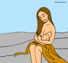 Dibujo Madre con su bebe pintado por sagaca