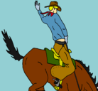 Dibujo Vaquero en caballo pintado por canoa