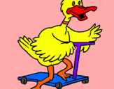 Dibujo Pato en patinete pintado por luzj21