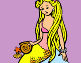 Dibujo Sirena con caracola pintado por clyde
