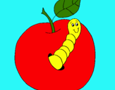 Dibujo Manzana con gusano pintado por moussssssss