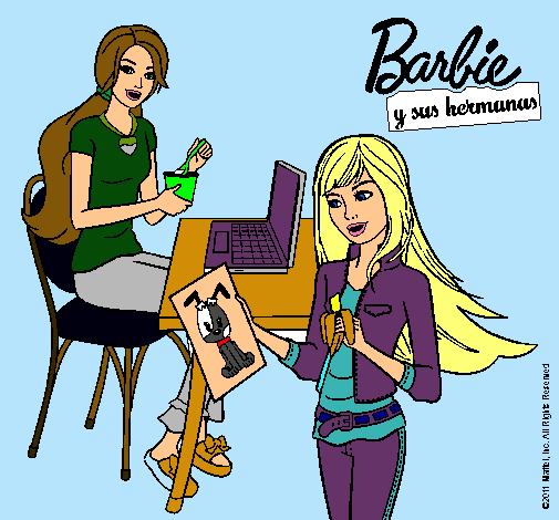 Barbie y su hermana merendando