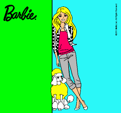 Barbie con cazadora de cuadros