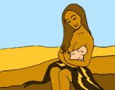 Dibujo Madre con su bebe pintado por clara3030303