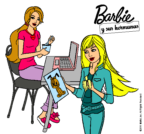 Barbie y su hermana merendando