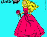 Dibujo Barbie vestida de novia pintado por brillantina