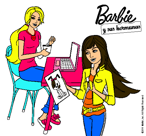 Barbie y su hermana merendando