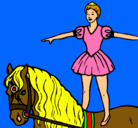 Dibujo Trapecista encima de caballo pintado por paletol