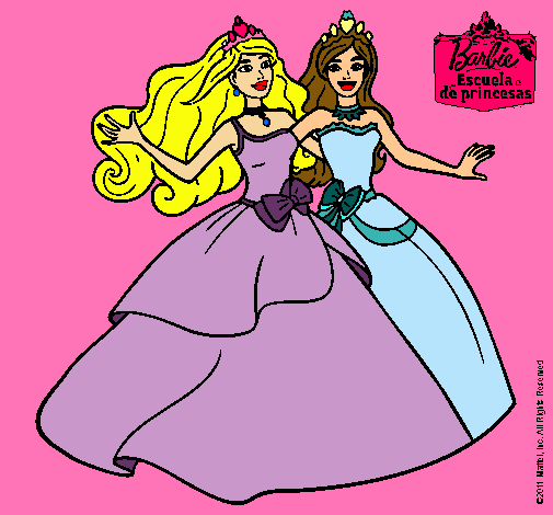 Dibujo Barbie y su amiga súper felices pintado por Overladies