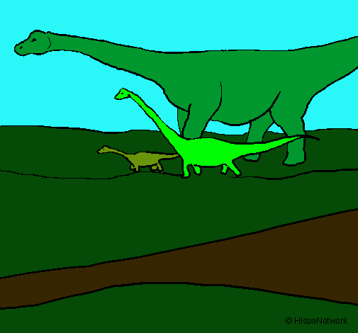 Dibujo Familia de Braquiosaurios pintado por dany_miley