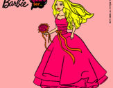 Dibujo Barbie vestida de novia pintado por yoko