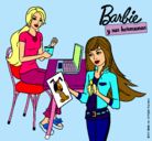 Dibujo Barbie y su hermana merendando pintado por ameri13