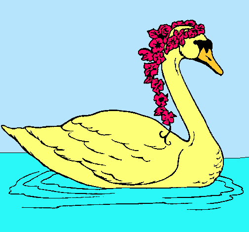 Cisne con flores