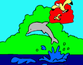 Dibujo Delfín y gaviota pintado por Stefita